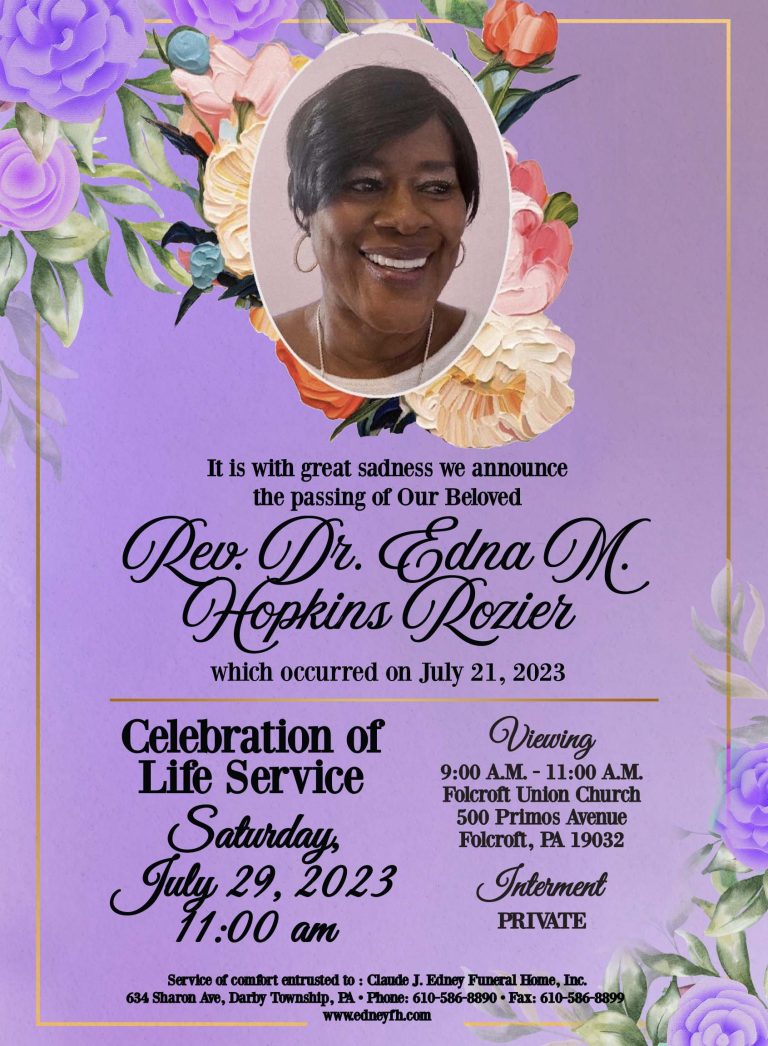 Rev Dr Edna M Hopkins Rozier